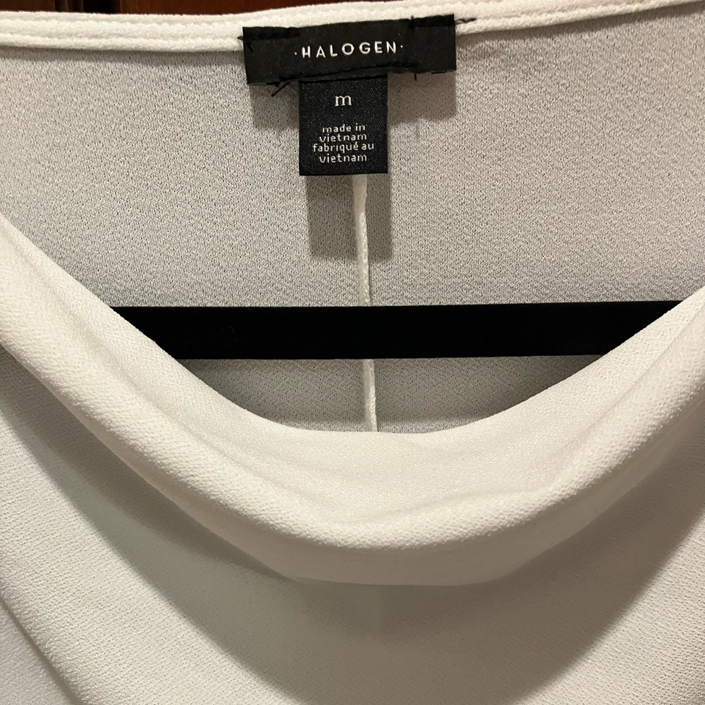 Halogen Cream Black Hem Sleeves Draped Blouse Size M - Picture 6 of 7